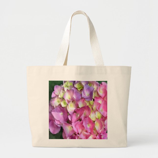 Hydrangea-Blüten-Lebensmittelgeschäft-Tasche Jumbo Stoffbeutel (Vorne)