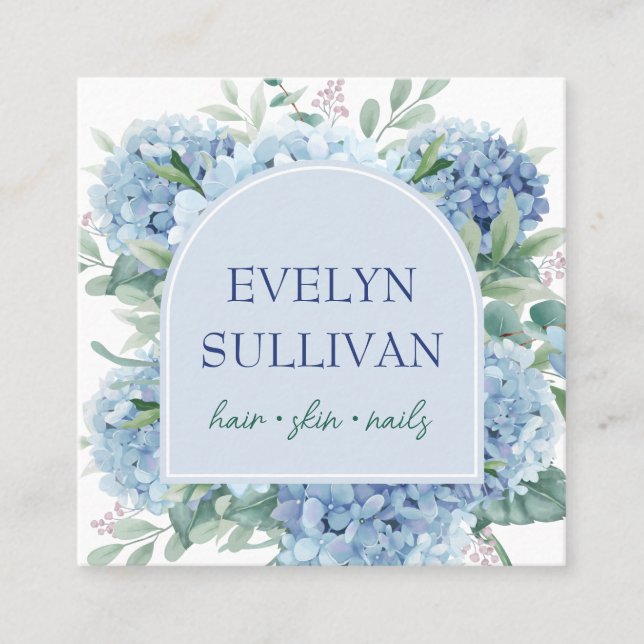 Hydrangea-Bogen-Visitenkarte Quadratische Visitenkarte (Vorderseite)