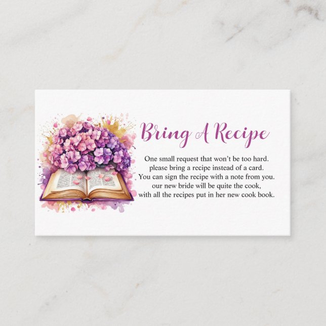 Hydrangea Book Theme Enclosure Card Begleitkarte (Vorderseite)
