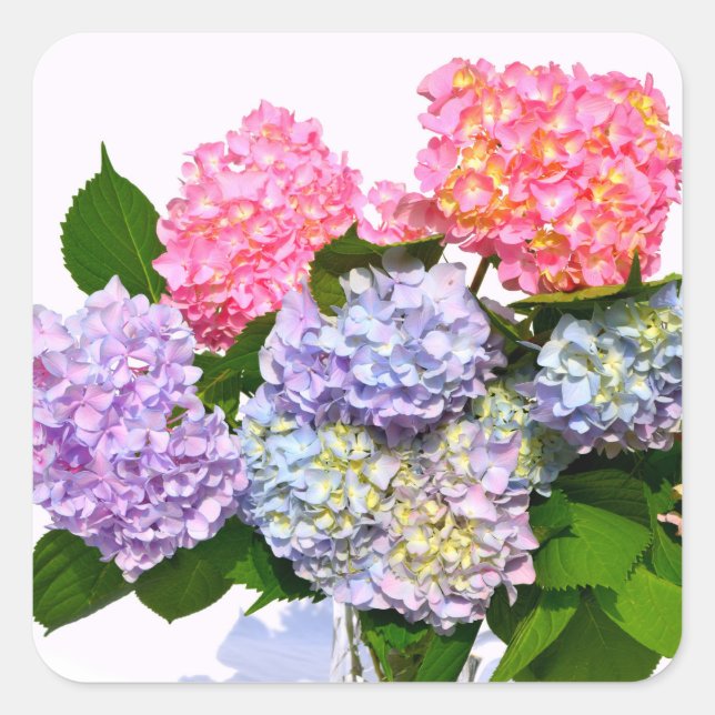 Hydrangea Bouquet Quadratischer Aufkleber (Vorderseite)