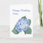 Hydrangea Bouquet Sister Birthday Karte<br><div class="desc">Ein elegantes Hydrangea-Bundle ziert die Vorderseite dieser Geburtstagskarte. Die in Pastelltönen gezeichnet, blaue Hydrangea schafft ein zartes und auffälliges Design, um Ihre Schwester zu ehren. Die Worte "Happy Birthday, Sister" sind vorne geschrieben. Das Innere hat ein Wangengefühl, das Sie entweder behalten oder anpassen können. Machen Sie mit dieser schönen Blumenkarte...</div>