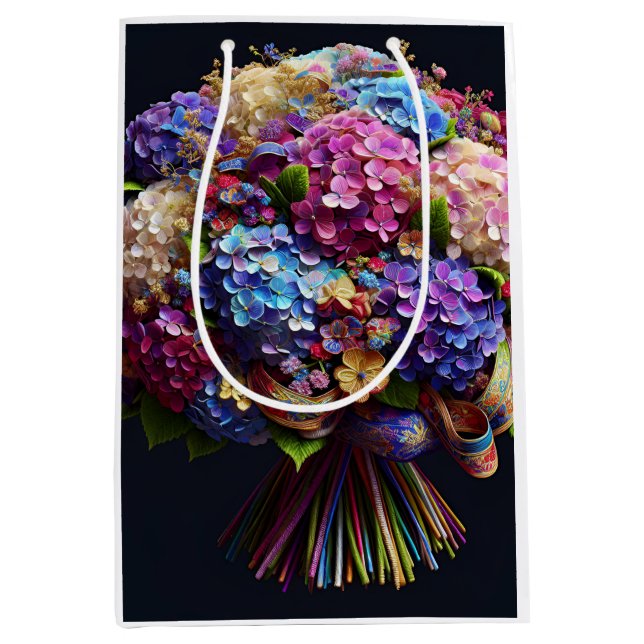 Hydrangea-Bouquet von Natasha Us Mittlere Geschenktüte (Vorderseite)