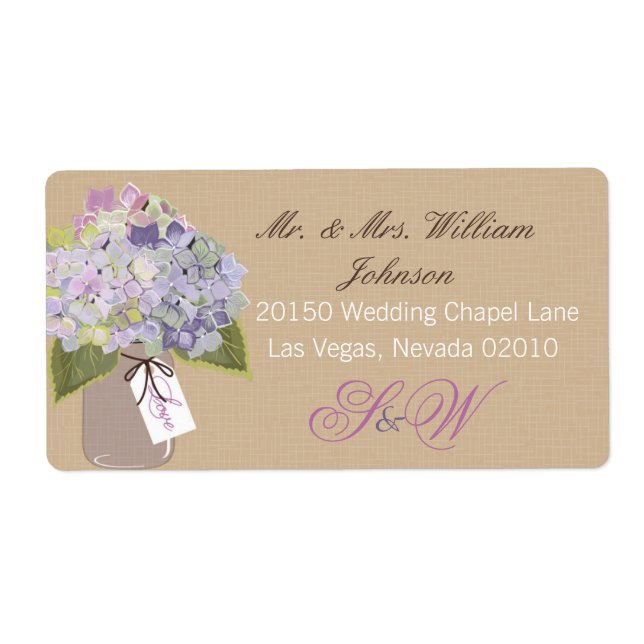 Hydrangea Bouquet Wedding Label (Vorne)