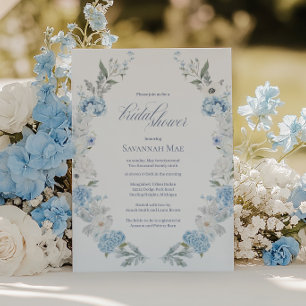 Hydrangea Bridal Dusche Einladung   Blau