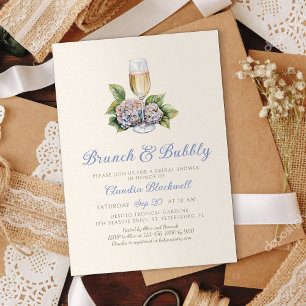 Hydrangea Brunch Bubbly Bridal Dusche Einladung