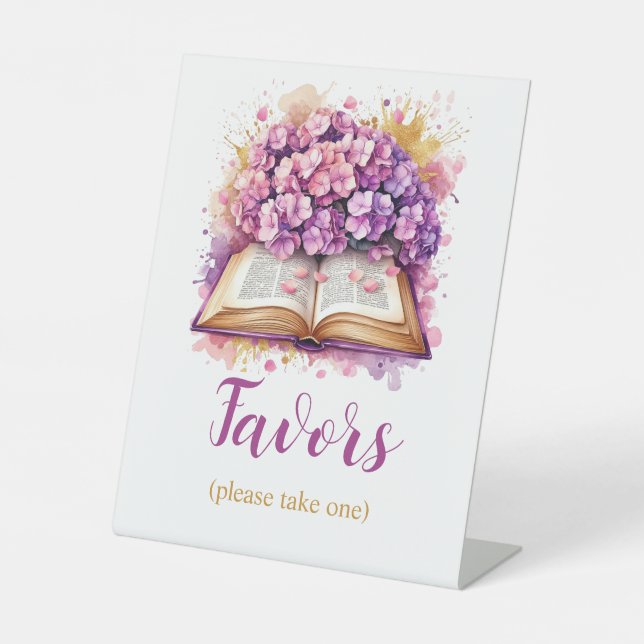 Hydrangea Buch Thema Favoriten Zeichen Sockelschild (Vorderseite)