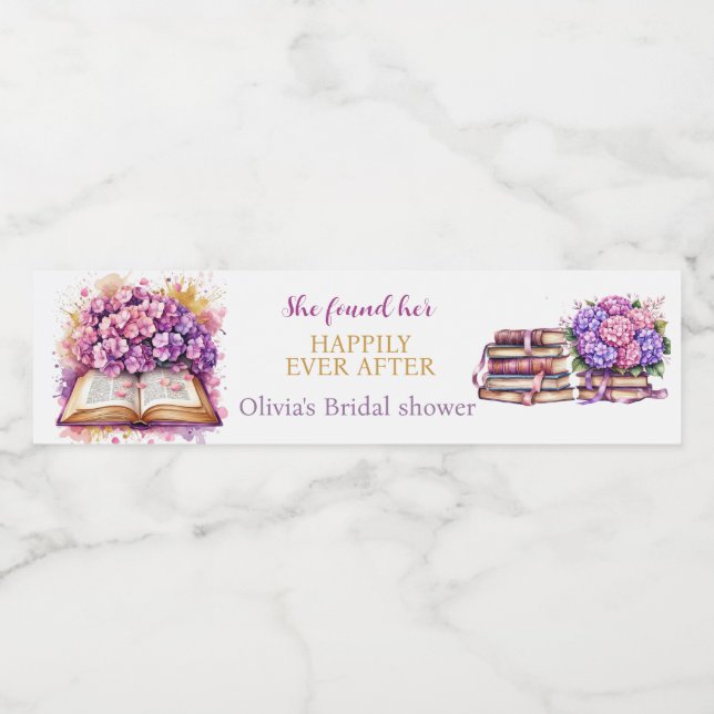 Hydrangea-Buchthema Wasserflaschenetikett (Einzelnes Label)