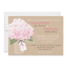 Hydrangea Burlap Rustic Wedding Einladungskarte
