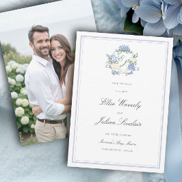 Hydrangea Crest Formale Blaue Küsten-Foto-Hochzeit Save The Date