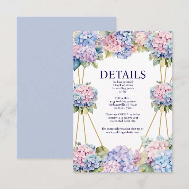 Hydrangea Details Umschließungskarte Begleitkarte (Vorne/Hinten)