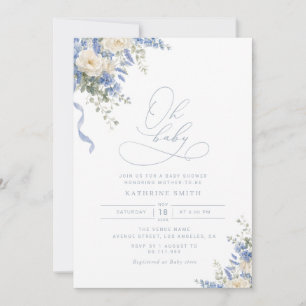 Hydrangea Dusty Blue Babyparty-Einladung Einladung