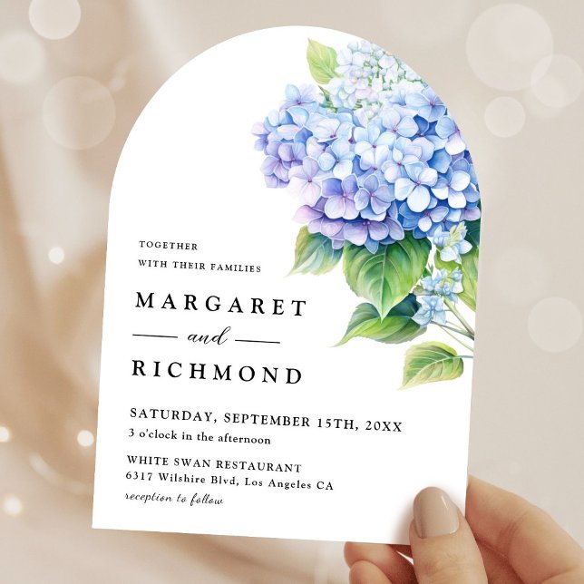 Hydrangea Dusty Blue Floral Arch Wedding Einladung (Von Creator hochgeladen)