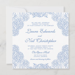 Hydrangea Dusty Blue Floral Moderne Hochzeit Einladung