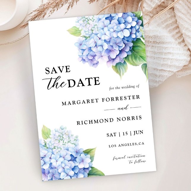 Hydrangea Dusty Blue Floral Wedding retten das Dat Einladung (Von Creator hochgeladen)