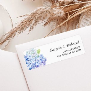 Hydrangea Dusty Blue Floral Wedding Rücksendeadres