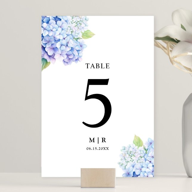 Hydrangea Dusty Blue Floral Wedding Table Tischnummer (Von Creator hochgeladen)