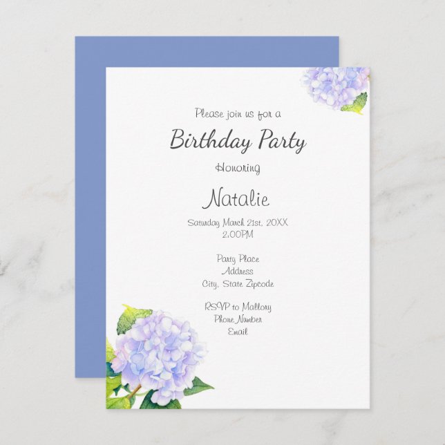 Hydrangea Einladung (Vorne/Hinten)