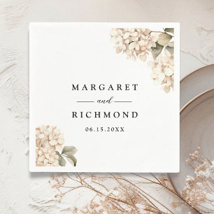 Hydrangea Elegant Weiße Blumige Hochzeit Serviette