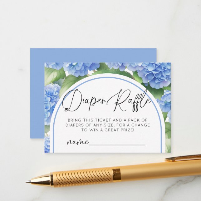 Hydrangea Es ist eine Baby-Dusche mit Babywindeln Begleitkarte (Vorderseite/Rückseite Beispiel)