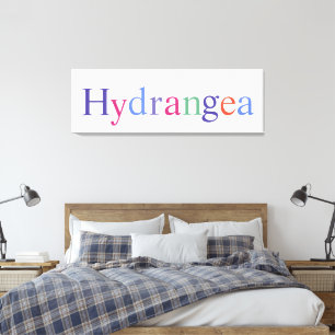 Hydrangea-farbiger Text-Blumenwall Leinwanddruck