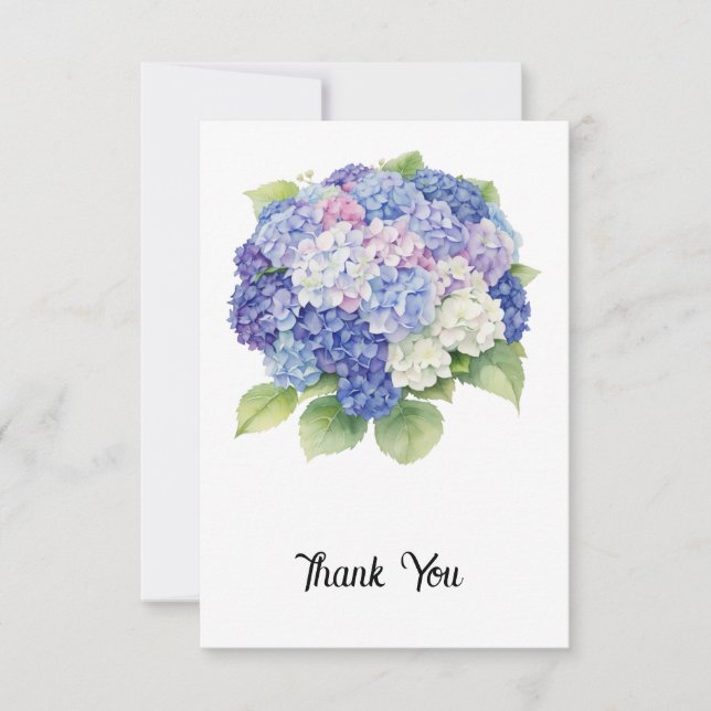 Hydrangea Flat Thank You Card Dankeskarte (Vorderseite)