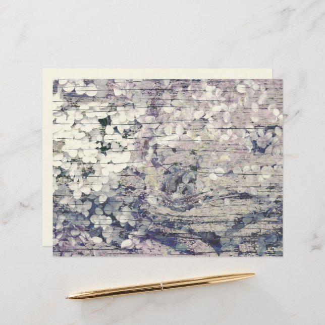 Hydrangea Floral Alter Stil Vintages Landholz (Vorderseite/Rückseite Beispiel)