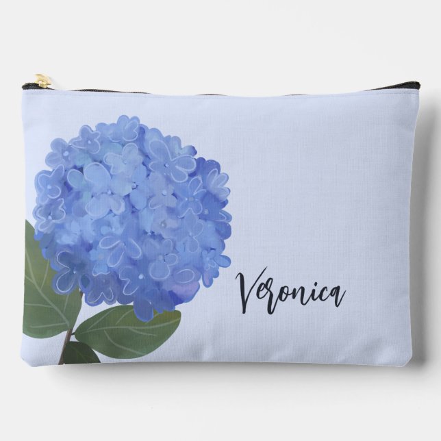 Hydrangea Floral Blooms Individuelle Name Zubehörtasche (Vorderseite)