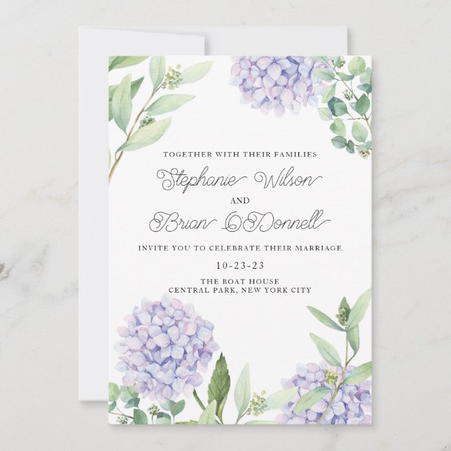 Hydrangea Floral Bouquet Hochzeitseinladung Einladung (Vorderseite)