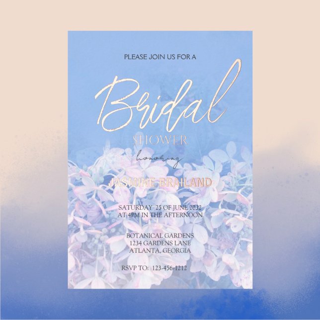 Hydrangea Floral Brautparty Folieneinladung (Von Creator hochgeladen)