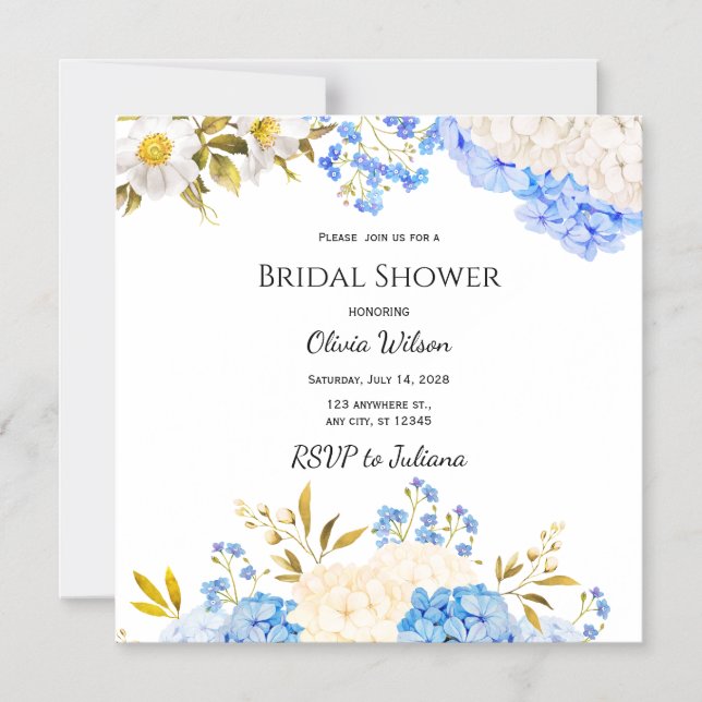 Hydrangea Floral Brautparty Magnet Card (Vorderseite)