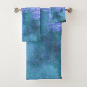 Hydrangea Floral Chic Lila Aquamarinen Vintagen Badhandtuch Set