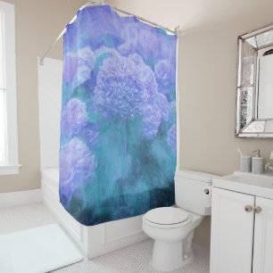 Hydrangea Floral Chic Lila Aquamarinen Vintagen Duschvorhang