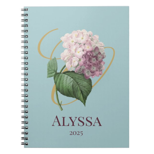 Hydrangea Floral Notebook Notizblock (Vorderseite)