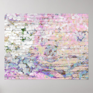 Hydrangea Floral Pink Vintages Land Rustikal Poster