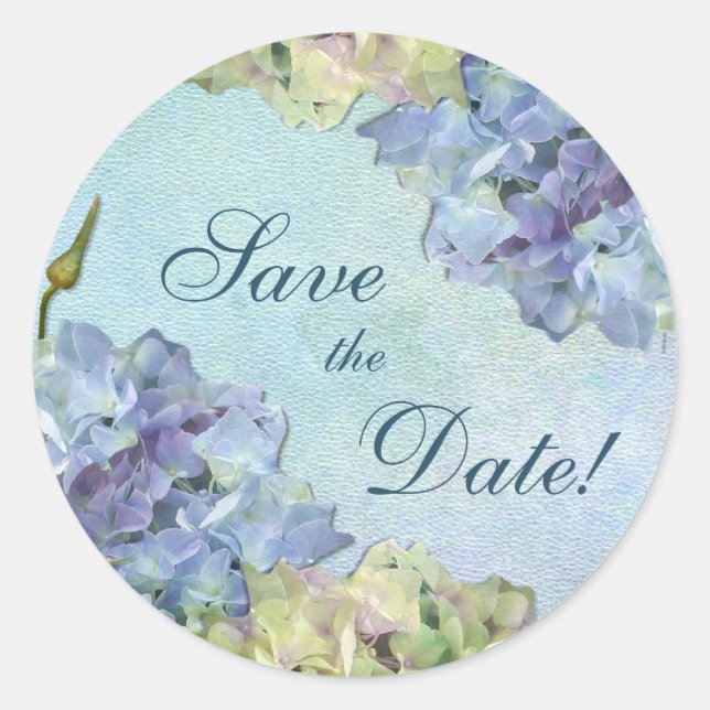 Hydrangea floral - Save the Date Runder Aufkleber (Vorderseite)
