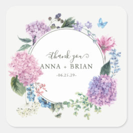 Hydrangea Floral Wedding von Hand bemalt Vielen Da Quadratischer Aufkleber