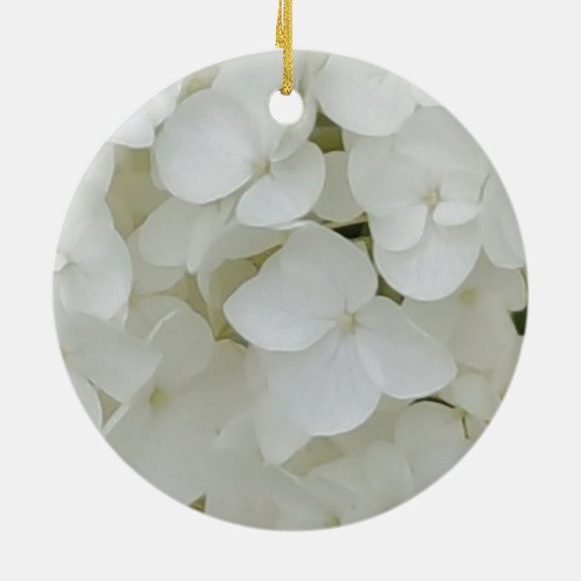 Hydrangea Flowers Floral White Elegant Blossom Keramik Ornament (Hinten)