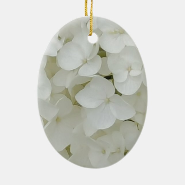 Hydrangea Flowers Floral White Elegant Blossom Keramik Ornament (Hinten)