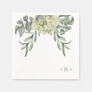 Hydrangea Foliage Monogram Cocktail Napkins Serviette