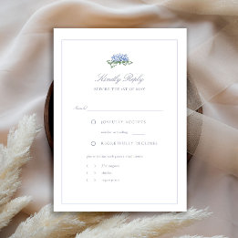 Hydrangea Formal Blue Frame Coastal Wedding Meal RSVP Karte