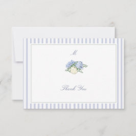 Hydrangea Formal Stripes Coastal Classic Wedding Dankeskarte