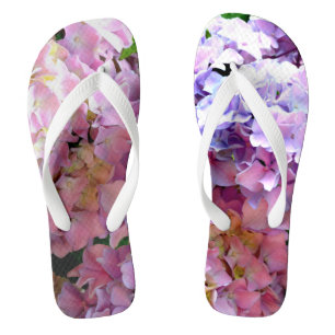 Hydrangea-Garten, rosa, blau, lila Blumen Flip Flops