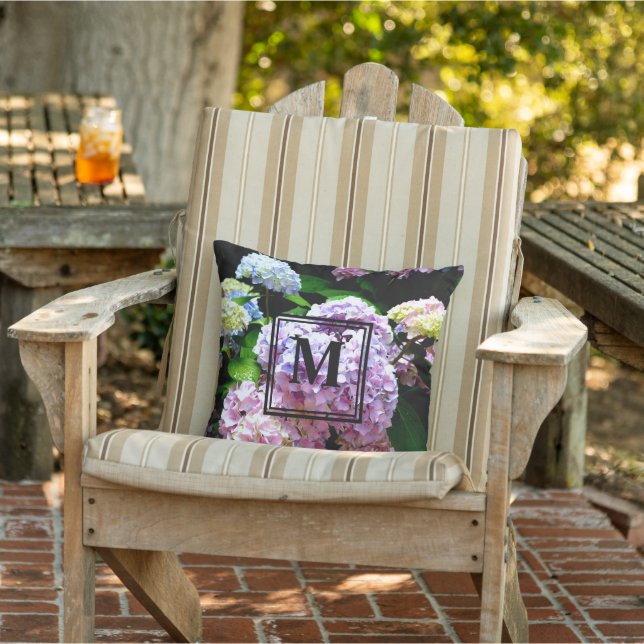 Hydrangea-Garten, rosa, blau, lila Blumen Kissen (Stuhl)