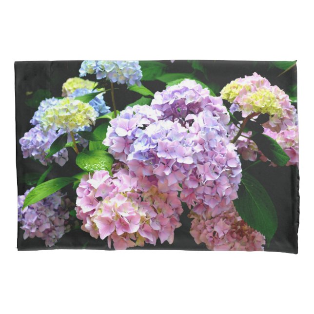 Hydrangea-Garten, rosa, blau, lila Blumen Kissenbezug (Vorderseite)