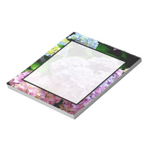 Hydrangea-Garten, rosa, blau, lila Blumen Notizblock