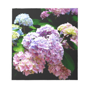 Hydrangea-Garten, rosa, blau, lila Blumen Notizblock
