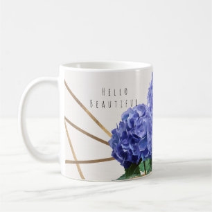 Hydrangea & Gold Elegante Florale Personalisiert Kaffeetasse