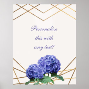 Hydrangea & Gold Elegantes Blumenbanner Poster