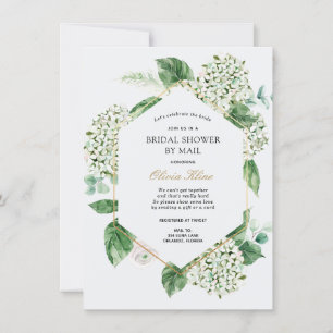 Hydrangea Gold Frame Brautparty per Mail Einladung