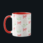 Hydrangea Grandmillennial & Bows Red Tasse<br><div class="desc">Rot gehandhabte weiße Hydrangea-Blume mit roten Bögen und grünen Streifen Tasse. Perfektes Geschenk für den Großtausendjährigen Liebhaber!</div>